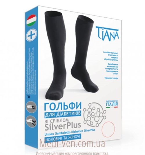 Медицинские гольфы для диабетиков Tiana SilverPlus с серебром